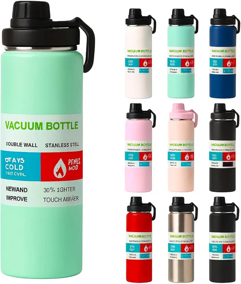 Garrafa Térmica Inox 800 ml Parede Dupla – Mantém Bebida Gelada 24h ou Quente 8h, Tampa Antivazamento, Squeeze para Academia, Trabalho e Viagem (Verde Claro)