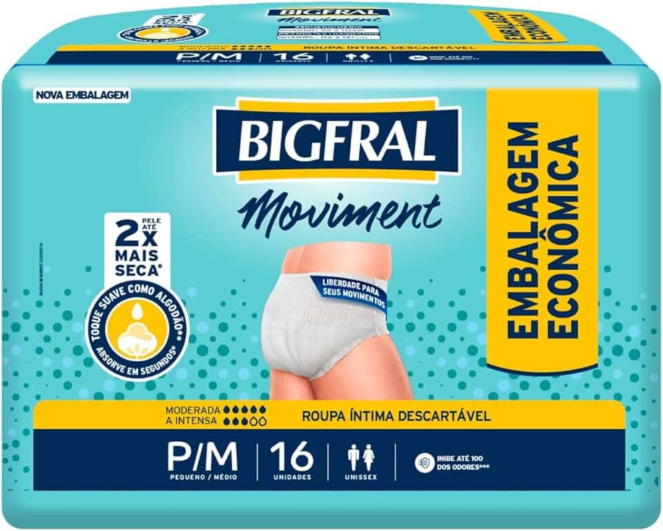Roupa Íntima Bigfral Moviment P/M 16 Unidades