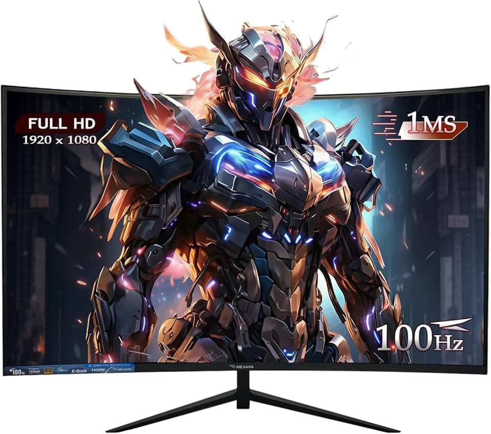 Monitor Curvo 23.6 Polegadas 100Hz Full HD LED – Tela 1500R, 1MS, 98% sRGB, HDMI/VGA, Adaptive Sync, Ajuste de Inclinação e Filtro de Luz Azul para Jogos e Home Office
