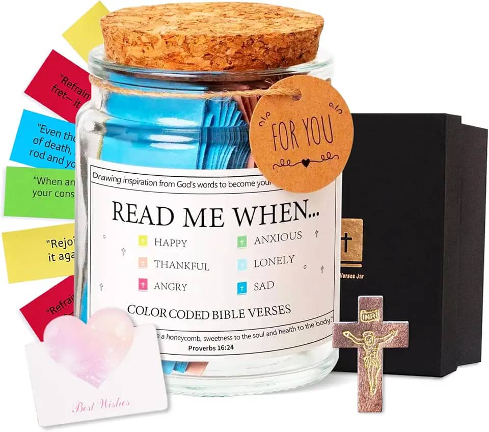 Frasco de versículos da Bíblia Read Me When para inspiração, autocuidado, presentes cristãos para mulheres e homens, aniversário religioso, Natal, Dia dos Namorados, presentes de aposentadoria para