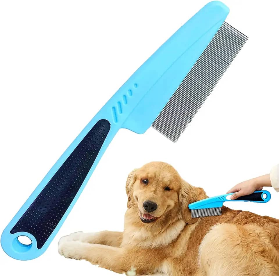 1 pente contra pulgas com alça de borracha, pentes de pulgas para cães e gatos, para cuidados pessoais (azul)