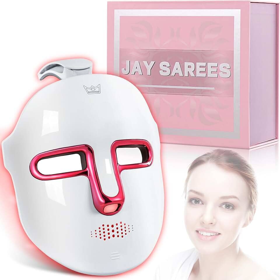 Red-Light-Therapy-for-Face, 7-1 Colors Led Face Mask Light Therapy, Facial Skin Care Mask (White)
