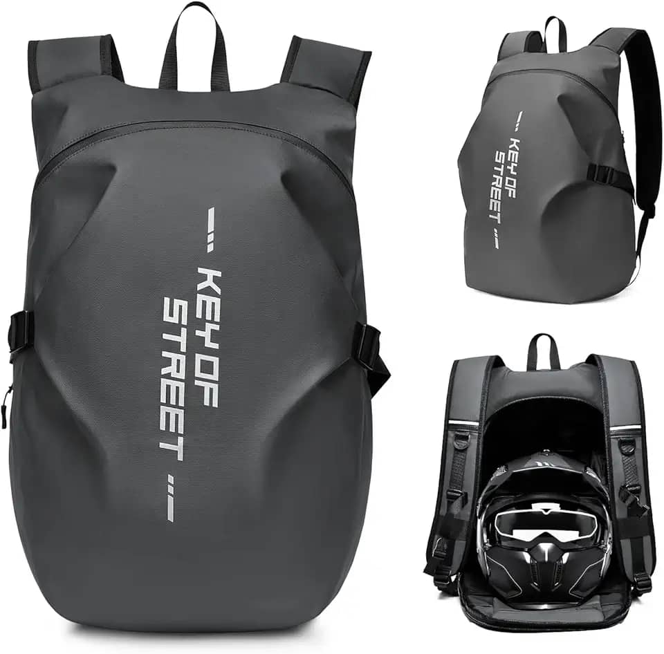 Mochila para Motociclista 40L Impermeável - Capacete Integrado, Grande Capacidade e Resistente à Chuva da Amazônia"