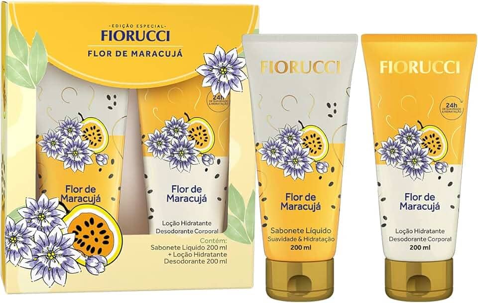 FIORUCCI Kit Sabonete Líquido 200ml + Loção Hid. 200ml FLOR DE MARACUJA