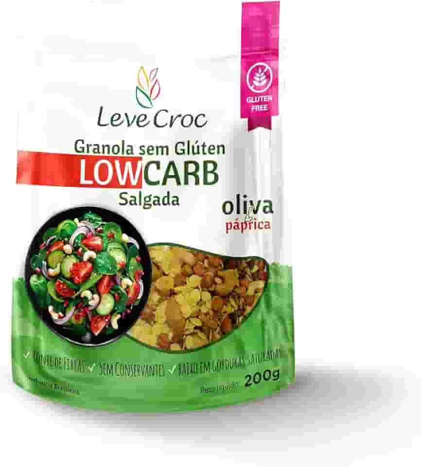 Granola sem glúten salgada Leve Croc low carb Oliva e Páprica 200g