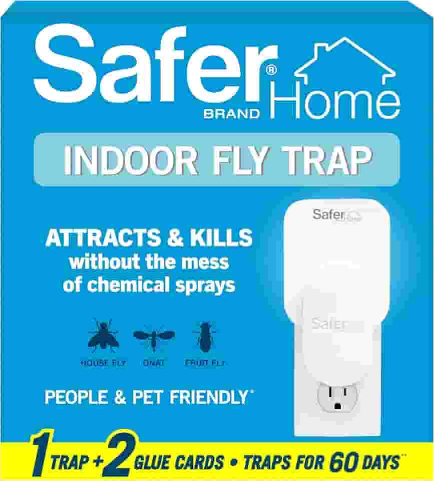 Safer Brand Safer Home Sh502 Armadilha para moscas conector para interiores, moscas de fruta, traças, insetos e outros insetos voadores - 400 pés quadrados de proteção, branco, sem tamanho