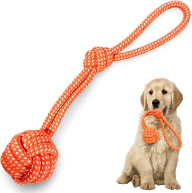 Brinquedo Pet Corda Mordedor Resistente Interativo para Cachorro Cães Forte (Laranja 37cm)