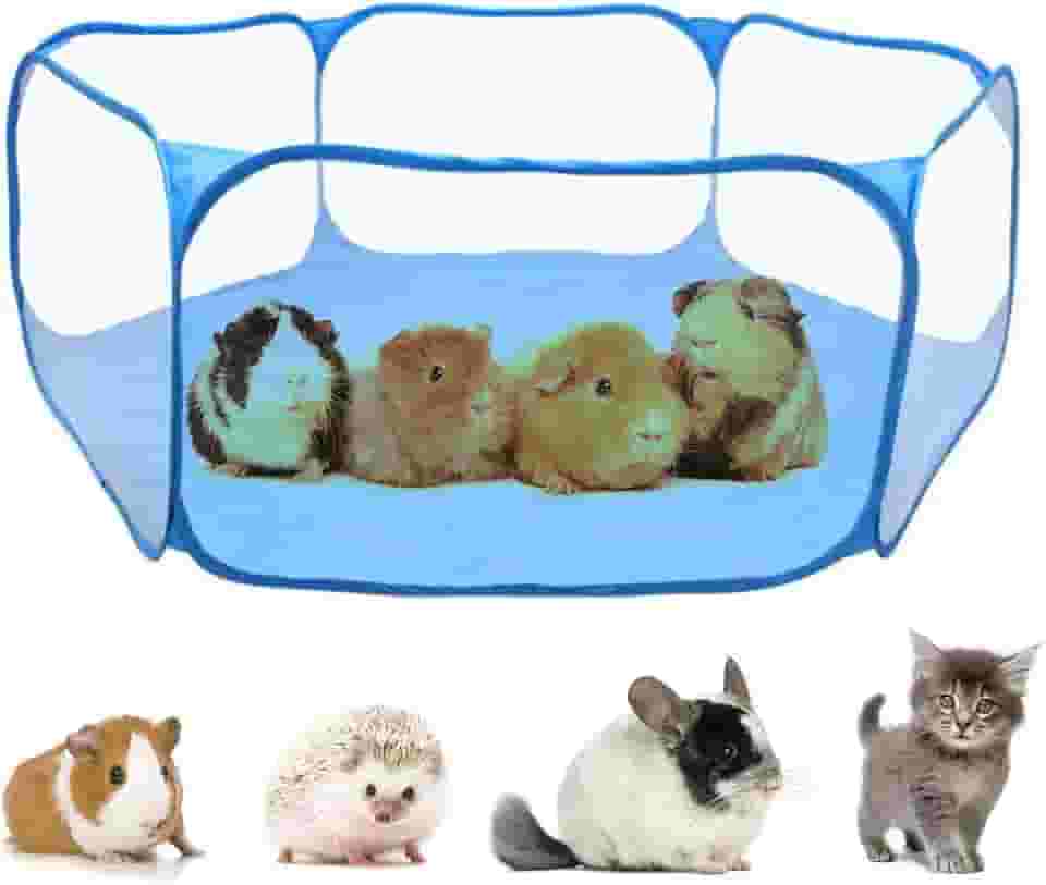 RYPET cercadinho de porquinho da Índia – cercadinho respirável e transparente para exercícios ao ar livre/interno, cerca de quintal portátil para porquinho da Índia, coelhos, hamster, chinchilas e porcos-espinhos