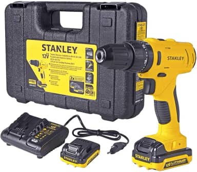 STANLEY Parafusadeira e Furadeira de Impacto 10mm, Sem Fio com Maleta de Ferramentas, 20 Posições de Torque, 2 Baterias 12V 1,5Ah, 1 Carregador Bivolt, Modelo SCH121S2K-BR