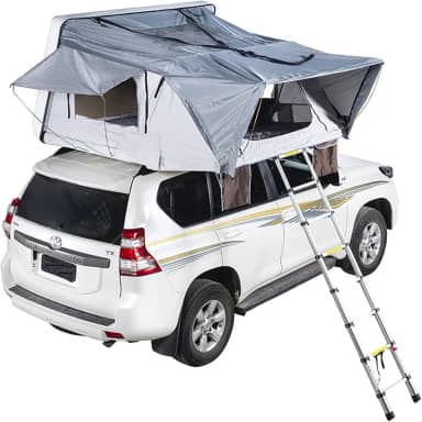 Barraca de acampamento ao ar livre, 4 grandes espaços, barraca de teto para carro ao ar livre, barraca para esportes ao ar livre, barraca rígida para 3 a 4 pessoas (F)