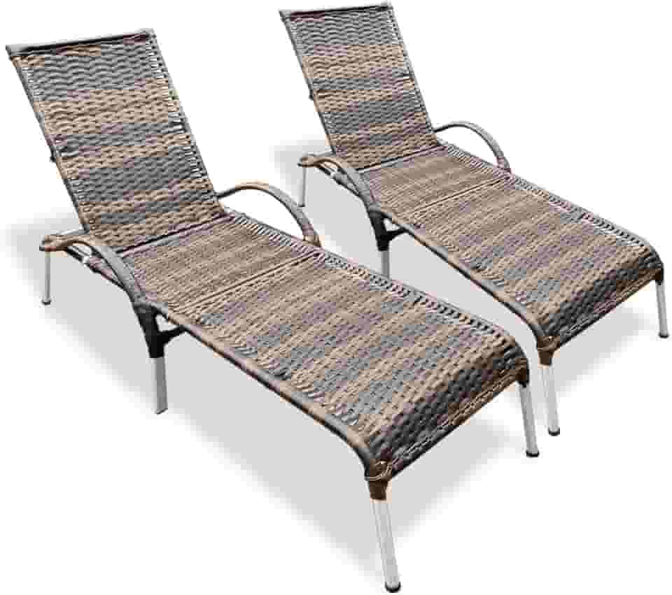 Kit 2 Espreguiçadeiras Piscina Reclinável Alumínio Julia (Argila)