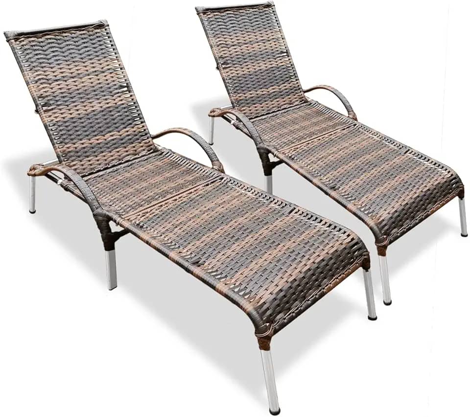 Kit 2 Espreguiçadeiras Piscina Reclinável Alumínio Julia (Argila)