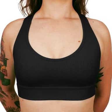 Top Academia Fitness Sem Bojo Alta Sustentação Sem Costura Nadador Canelado Poliamida Elastano Selene