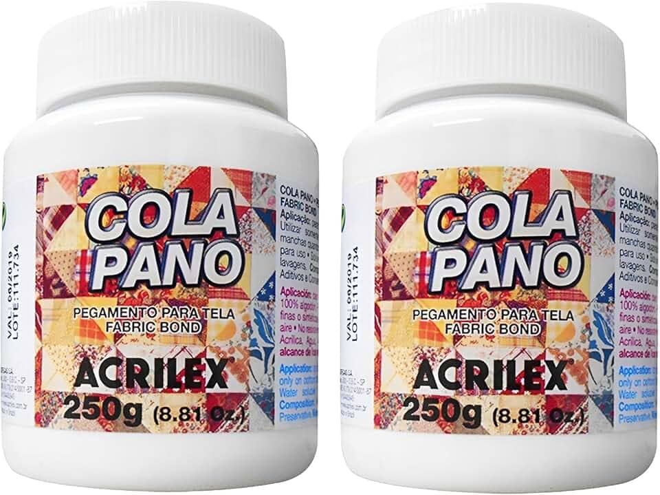 Kit 2 Colas Fixadora de Tecido 250g 16825 – Cola para Algodão com Fixação Forte, Secagem ao Ar, Aplicação Precisa, Ideal para Artesanato, Patchwork e Costura Criativa