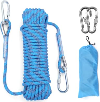 Corda de escalada ao ar livre 12 mm de diâmetro 10 m (9,8 m) 20 m (19,5 m) corda de escalada estática, corda de rapel para escalada de árvore, corda de nylon de escape, equipamento de escalada no gelo