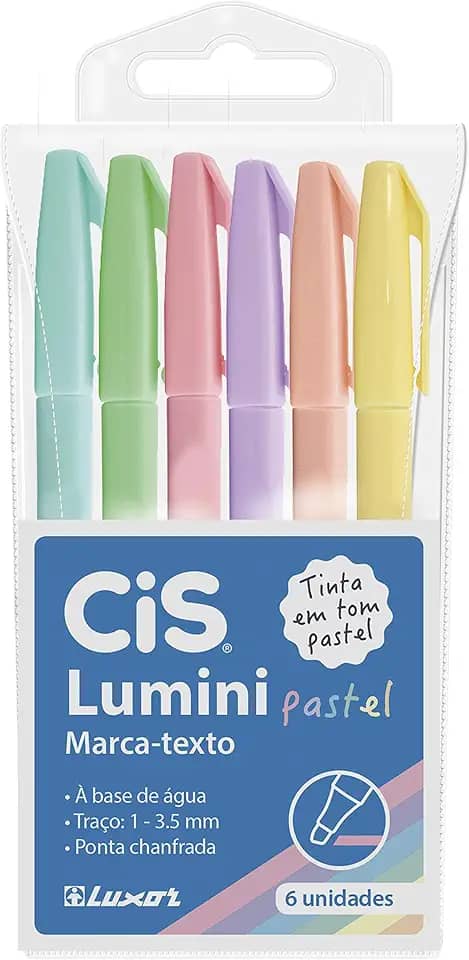 Marca Texto, CIS, Lumini Pastel 56.9800, Multicor, pacote de 6