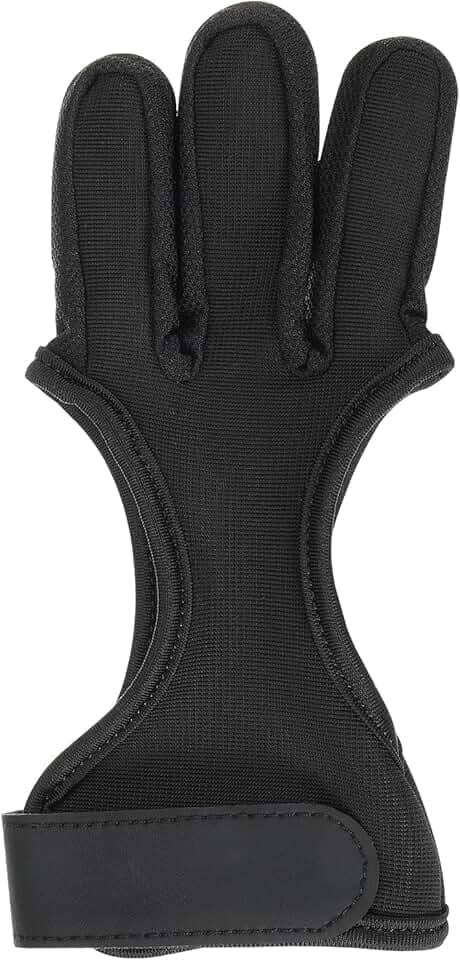 Luva de tiro com arco, protetor de 3 dedos, luvas de tiro com arco para jovens, adultos, homens, mulheres, iniciantes, caça, preta, tamanho médio
