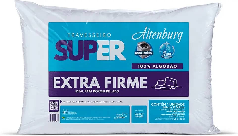 Travesseiro Super Extra Firme - 48cm x 68cm - Branco