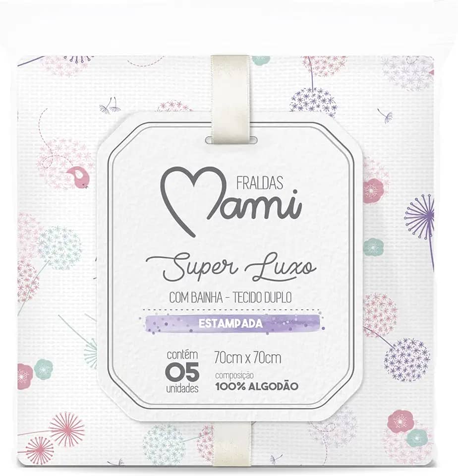 Papi Textil Fralda Super Luxo Mami C/ Bainha Estampada 70Cm X 70Cm Contem 05 Un