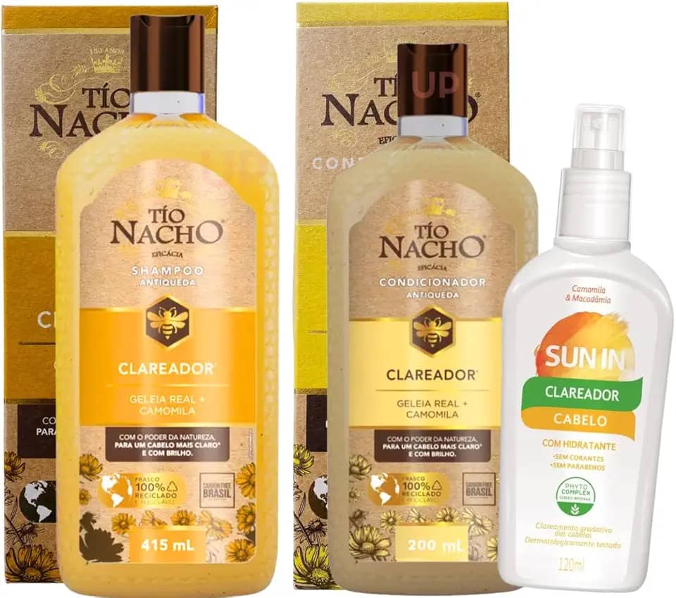 TIO NACHO CLAREADOR SHAMPOO 415 + CONDIONADOR 200ML + SUN IN PHYTOERVAS 120ML