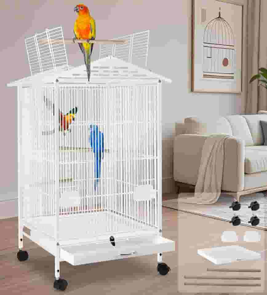 Gaiola para Calopsita, 97 * 46 * 46cm, Branco, Viveiro para Papagaio Grande, Viveiro para Calopsita
