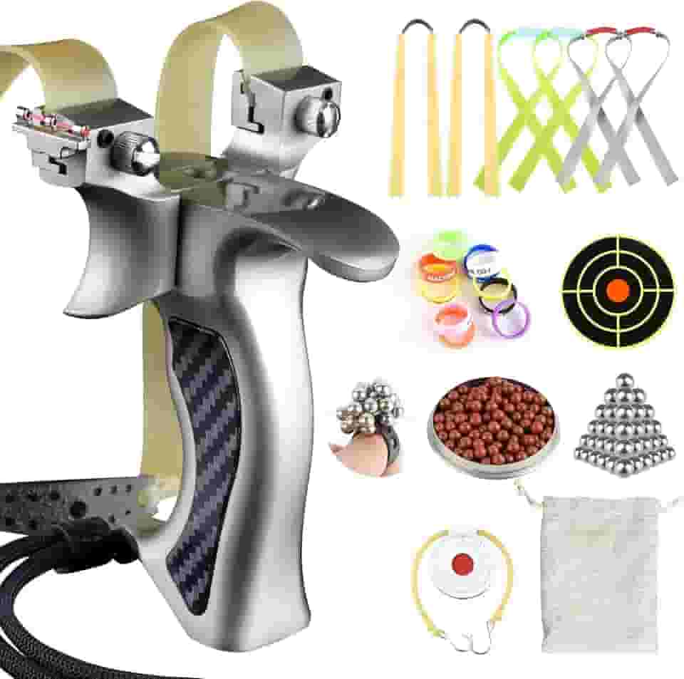 Estilingue profissional de metal para caça e tiro ao ar livre para adultos, munição de argila e metal, elásticos espessos, alvo
