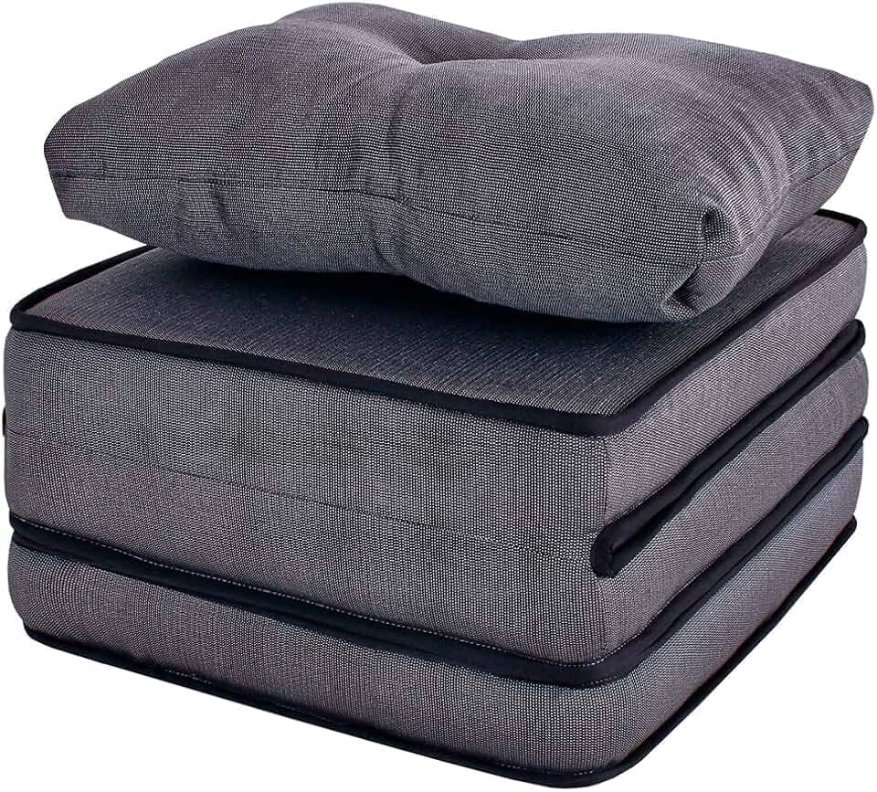 Puff Multiuso 3 Em 1 Solteiro Chumbo com Travesseiro