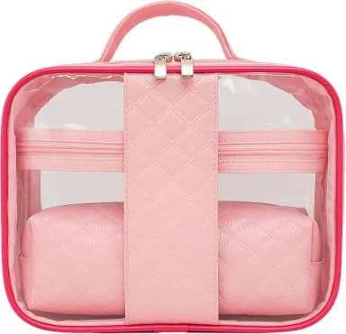 Kit 3 Bolsa Necessaire Feminina Organizador Maquiagem Viagem Blogueira cosméticos Estojo (Rosa)