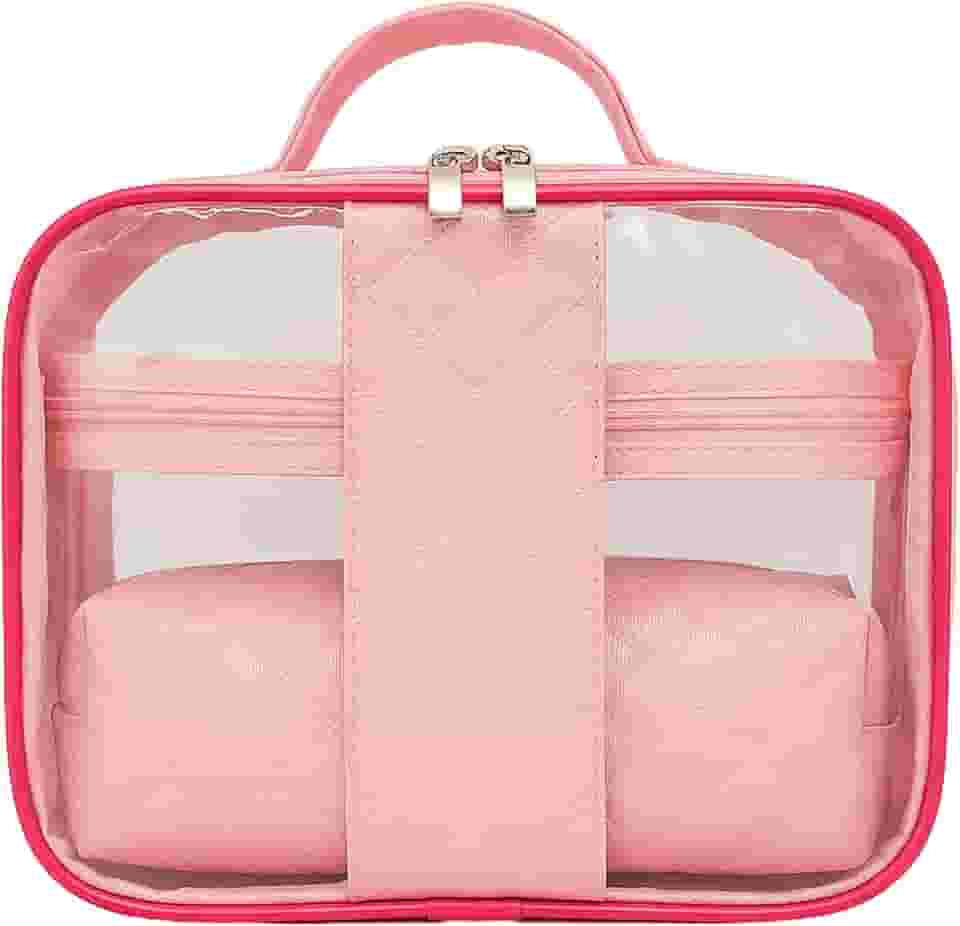 Kit 3 Bolsa Necessaire Feminina Organizador Maquiagem Viagem Blogueira cosméticos Estojo (Rosa)