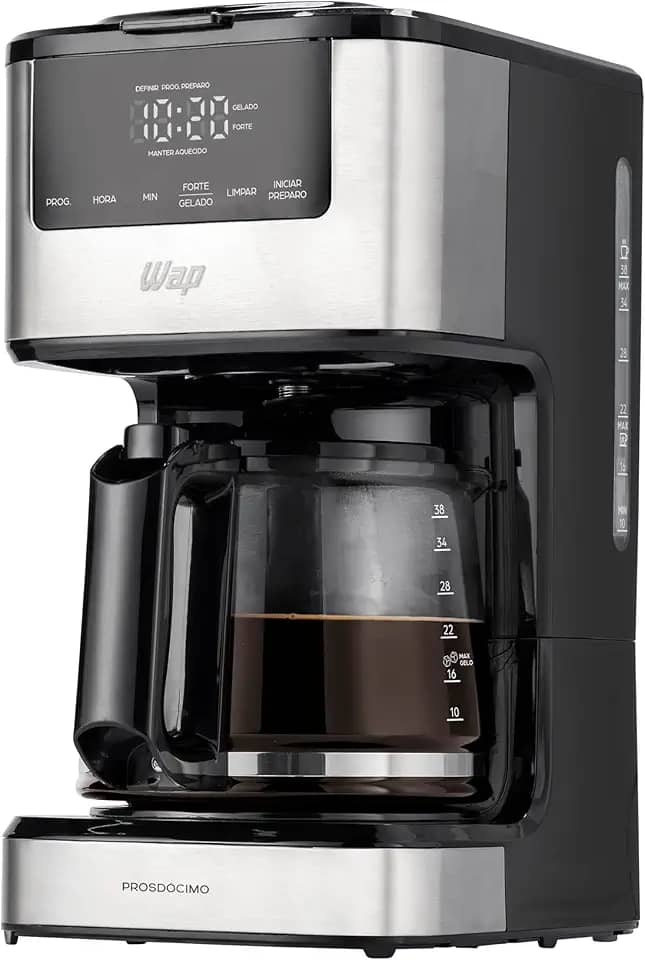 WAP Cafeteira Elétrica Digital AROMA WCD1500, 1,5 Litros com Timer Programável e Suporte para Café Gelado 900W 127V