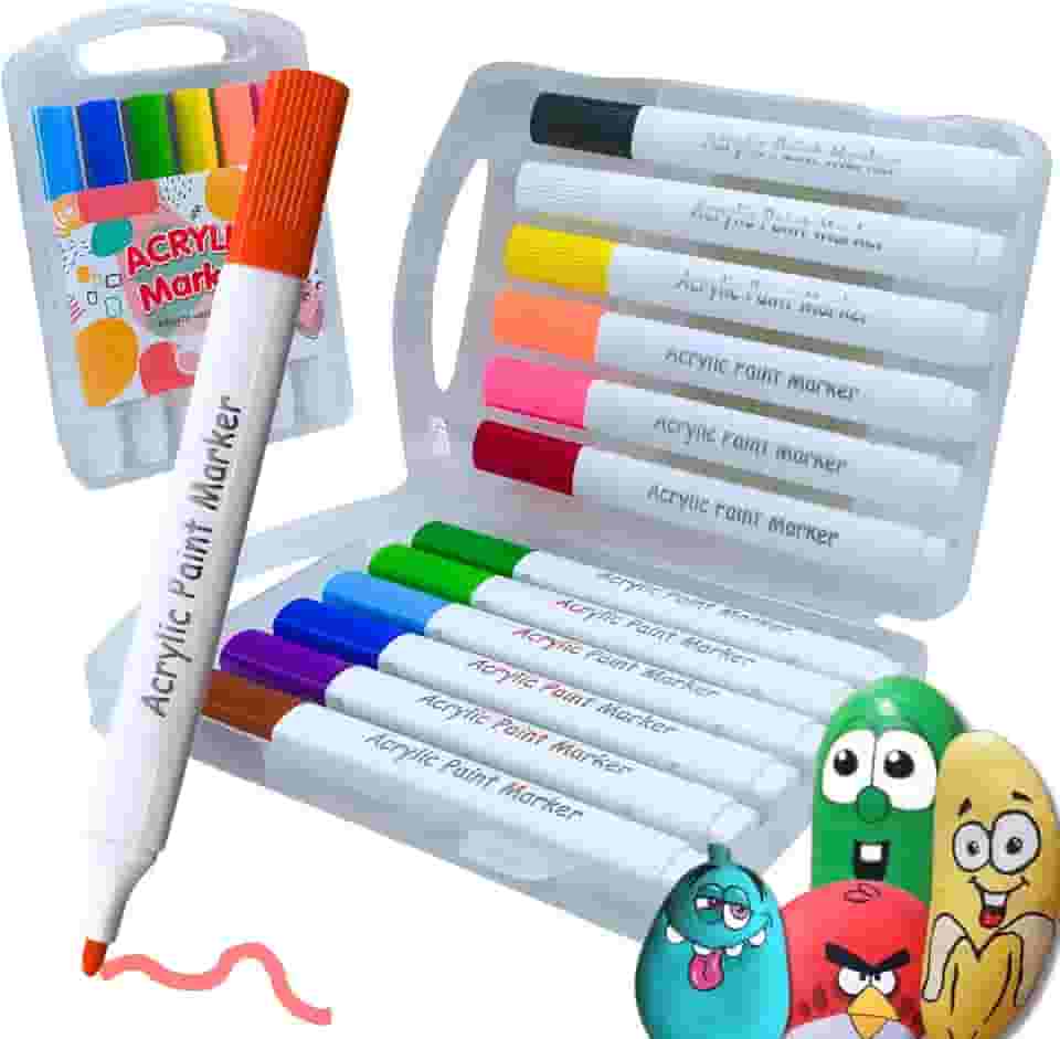 Conjunto de Marcadores de Tinta Acrílica Tringular, Canetinhas Acrílica para Artesanato, Caneta Acrilica Para Pintura em Pedras, Madeira, Tela, Vidro e Cerâmica Para Crianças e Adultos (12 cores)