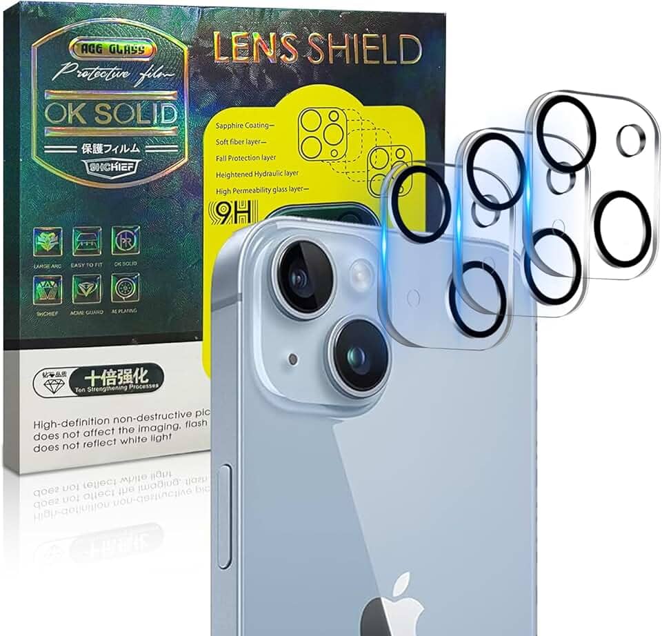 Pacote com 3 protetores de lente de câmera para iPhone 14/14 Plus