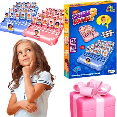 Jogo Infantil Quem Sou Eu com Tabuleiro Educativo Interativo para criança acima de 6 Anos Estimula Memória e Diversão Familiar 2 Jogadores presente dia das crianças menino menina
