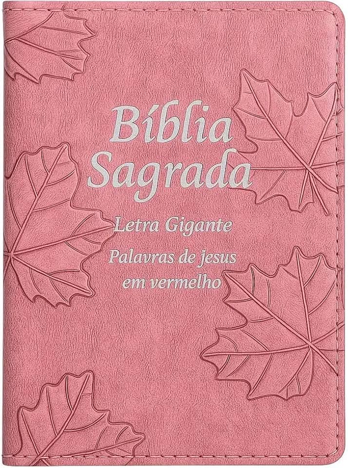 Bíblia Sagrada Letra Gigante com Harpa – Capa Rose – Palavras de Jesus em Vermelho