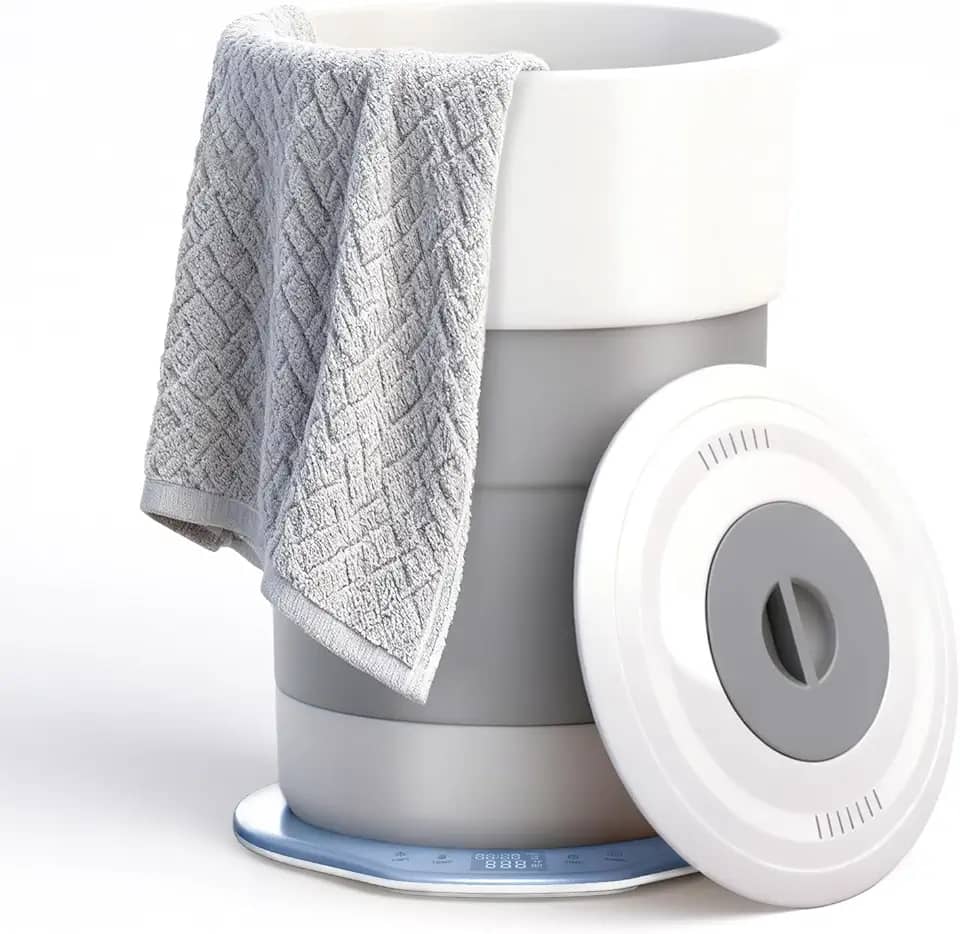 Aquecedor de toalhas, balde de aquecedor de toalhas de 23L com ajuste de tempo, desligamento automático, portátil retrátil, cabe até duas toalhas grandes, roupões de banho, cobertores, pijamas e mais
