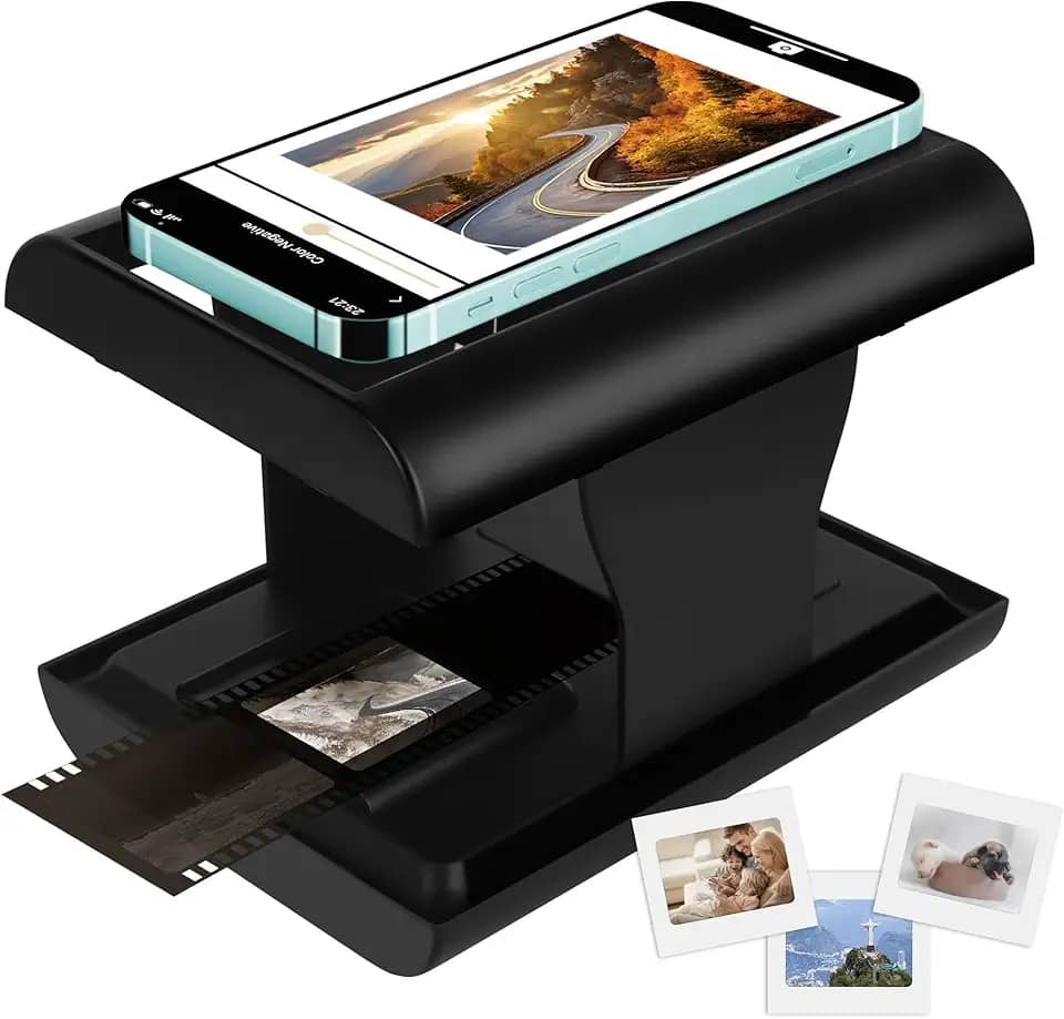 Scanner de filme móvel, slide de 35 mm e scanner negativo para slides antigos para JPG, adequado para iPhone e smartphone, suporta edição e compartilhamento