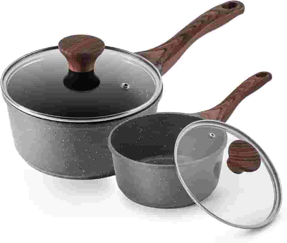 Conjunto SENSARTE de panela antiaderente com tampa, panela com revestimento de granito suíço, panela de cozinha, compacta por indução, livre de PFOA adicionado intencionalmente, 1,5 + 2,5 litros