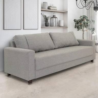 Sofá 3 Lugares Herval Clean Linho Cinza, 200 cm