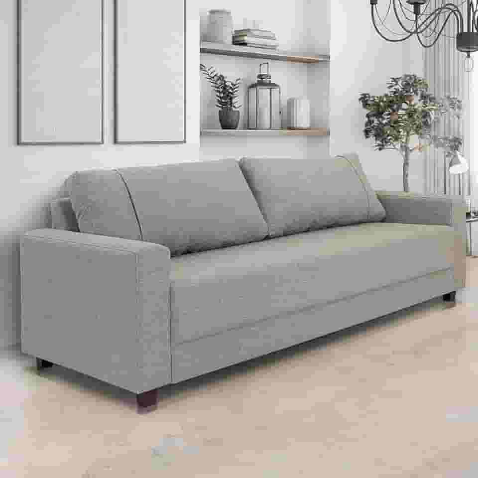 Sofá 3 Lugares Herval Clean Linho Cinza, 200 cm