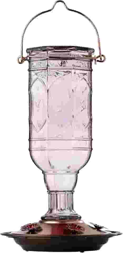 More Birds Alimentador de beija-flor ametista Jewel, alimentador de beija-flor de vidro para ambientes externos, 5 estações de alimentação, 590 ml