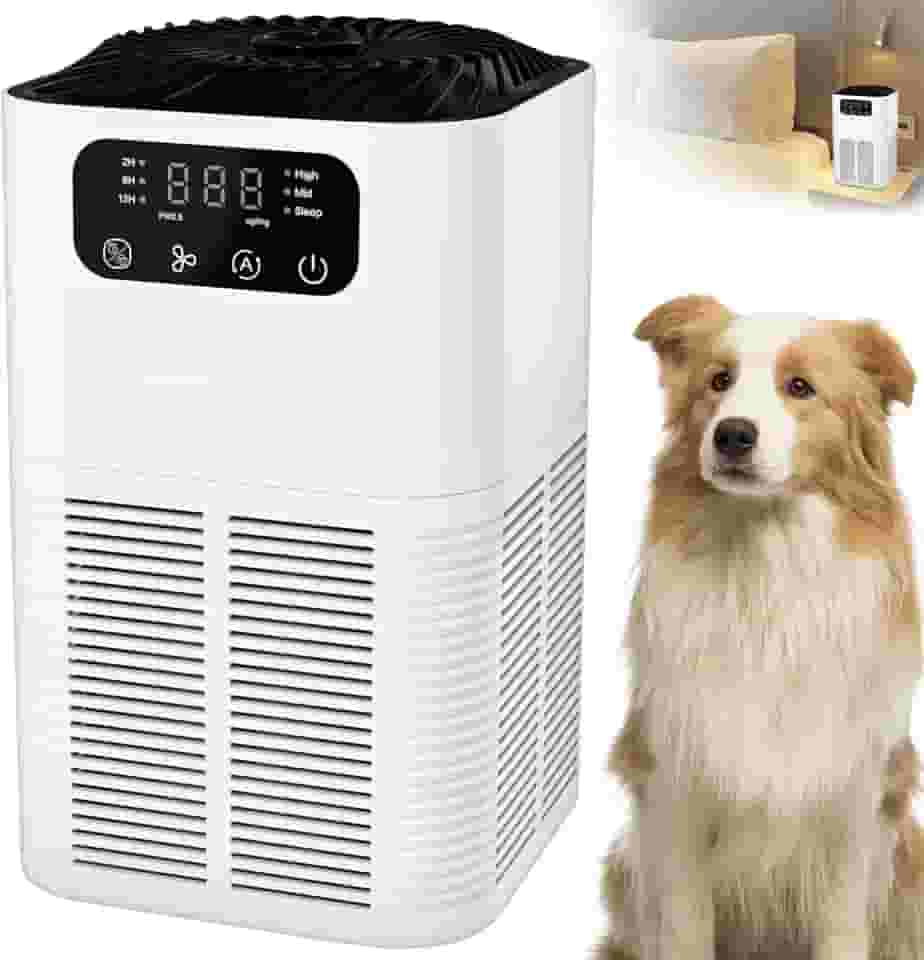Purificador de Ar para Quarto,Purificador de Ar HEPA para Casa e Salas Grandes até 20m², com Filtro HEPA Verdadeiro, Esponja para Pêlos de Animais e 3 Temporizadores
