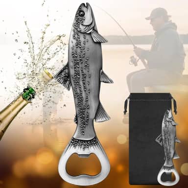 Abridor de garrafas de cerveja truta peixe, presentes de cerveja para pescadores, acessórios de pesca de presente, presentes decorativos de peixe para homens pescadores, presente de dia dos