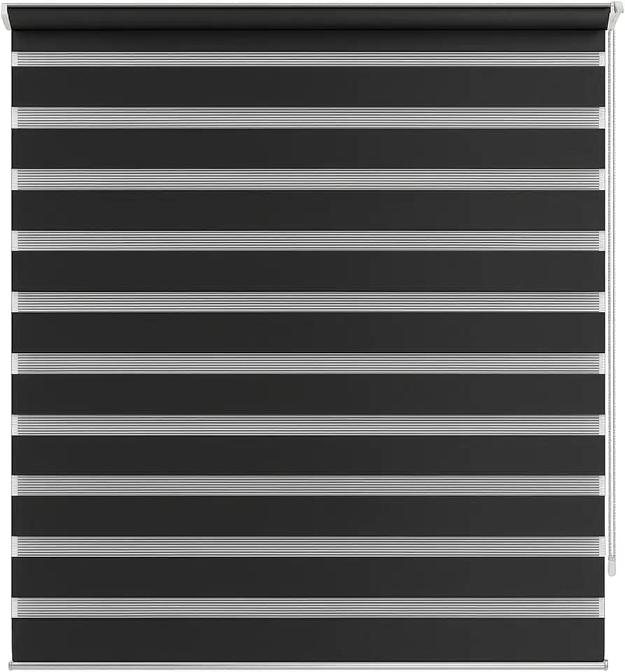 Zebra Persiana Rolo Dupla 140x160cm Preta Evolux