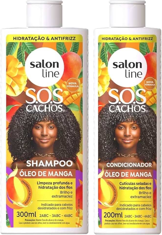 Salon Line, Kit Shampoo e Condicionador, S.O.S Cachos, Óleo de Manga, Vegano - Para Cabelos Ondulados, Cacheados e Crespos, 2 Unidades