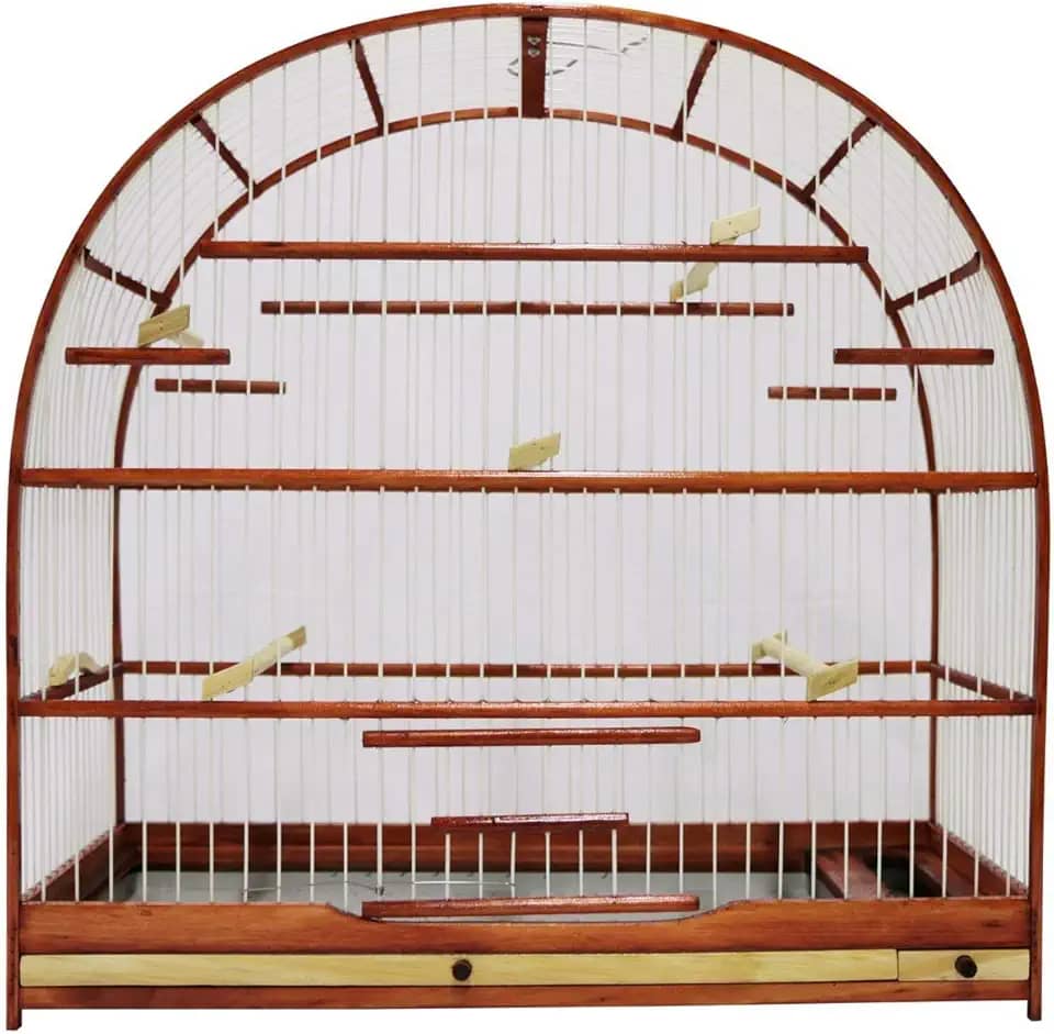 Gaiola Passarinho Em Madeira - Pássaro Curió Mogno