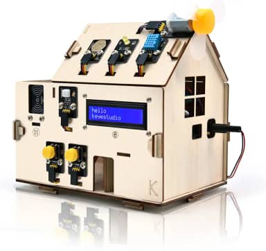 KEYESTUDIO Esp32 Smart Home Starter Kit Para Arduino E Python, Kit De Codificação De Automação Residencial Eletrônica, Kit De Sensor Diy Para Casa De Madeira Conjunto Educacional Para Adultos Adolesce