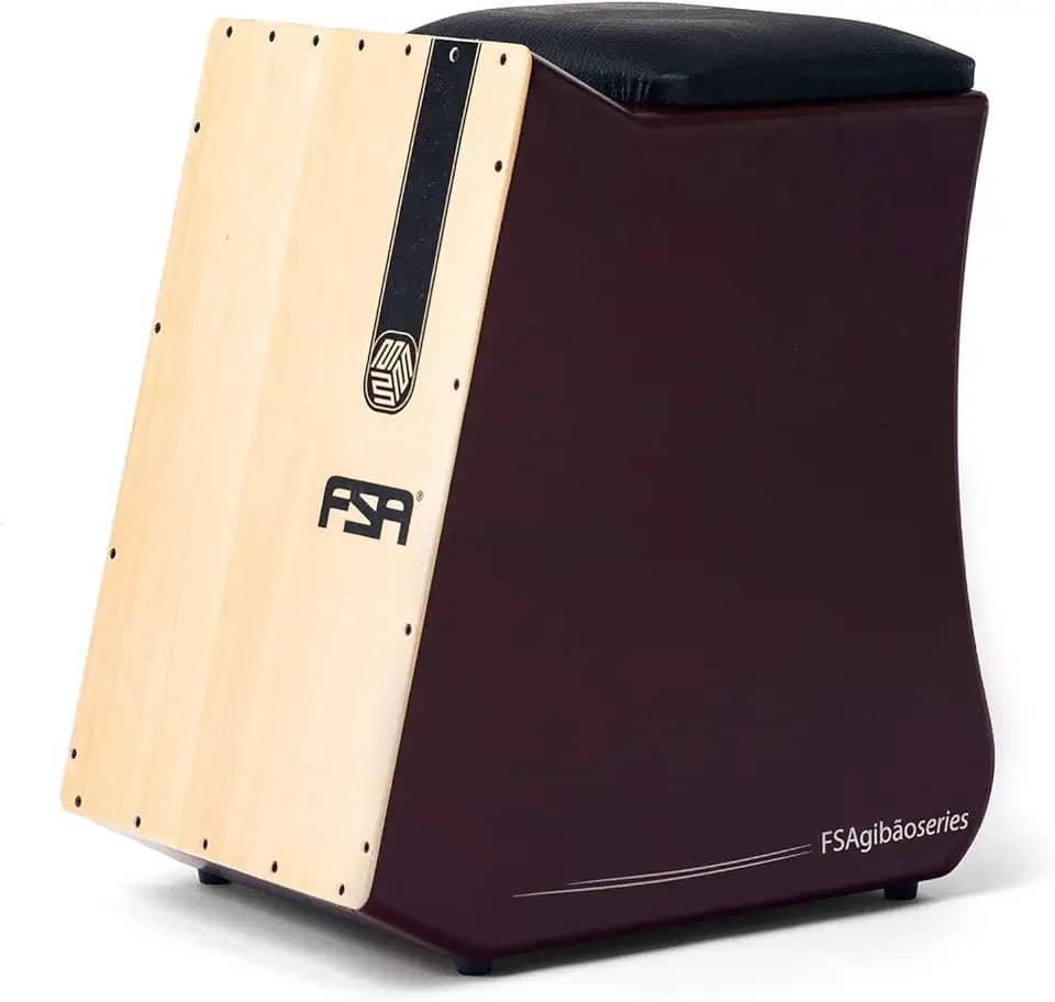 Cajon FSA Instrumento de Percussão Profissional Feito à Mão - Graves Profundos, Som de Caixa Nítido, Madeira Brasileira, Design Ergonômico de Inclinação FGB6502 VINHO