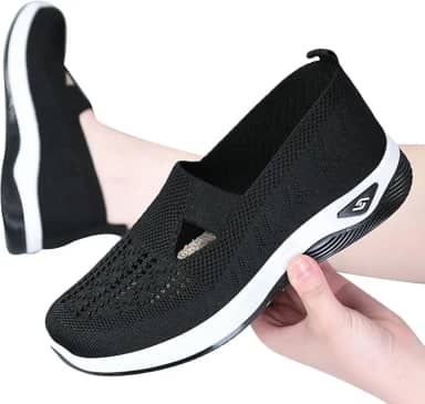 Tenis Ortopedico Feminino - Tênis Flexíveis Ortopédicos Femininos, Sapatos Casuais - Sapatos Malha Respirável Sapatos Ortopédicos, Confortáveis e Fácil Calçar