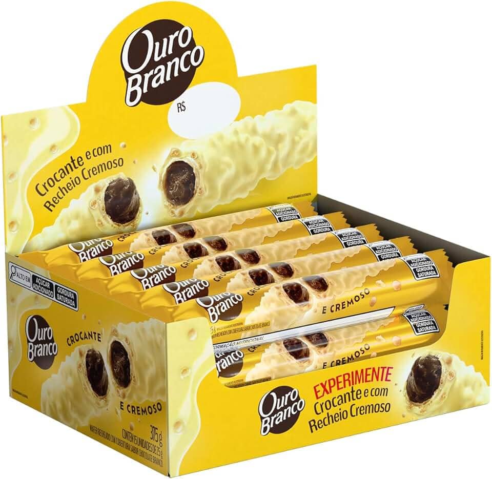 Ouro Branco - Stick Wafer Recheado pacote com 15 unidades de 25g