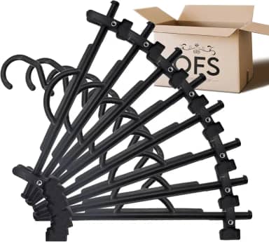 Kit 50 Cabides Plástico Saia Calça - Preto + 100 Presilhas